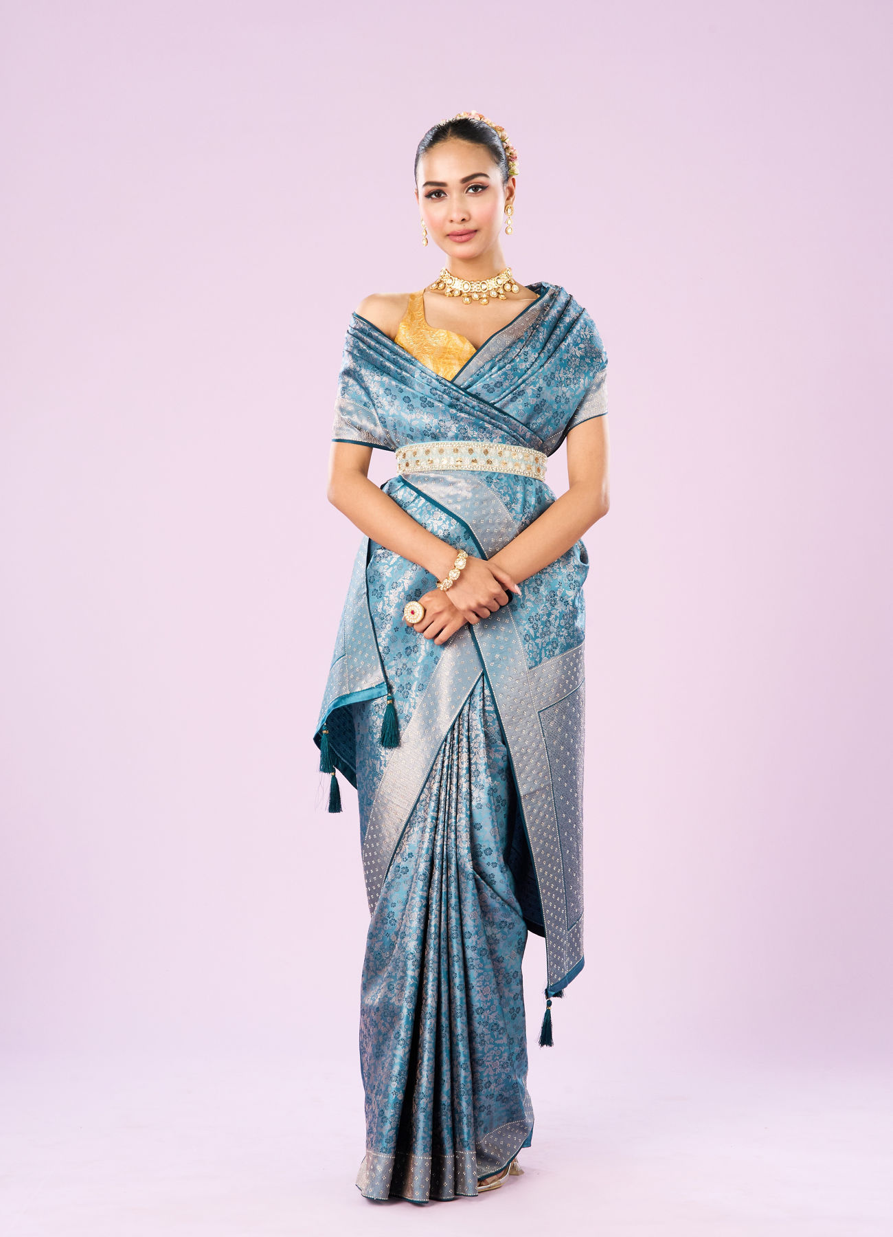 Mohey Women Ethereal Light Blue Saree