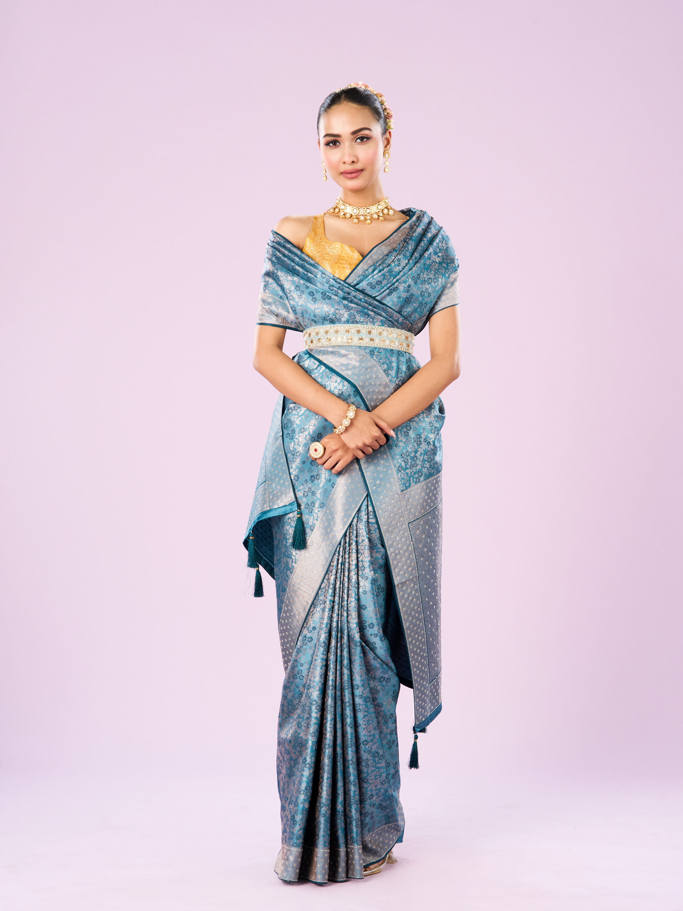 Mohey Women Ethereal Light Blue Saree