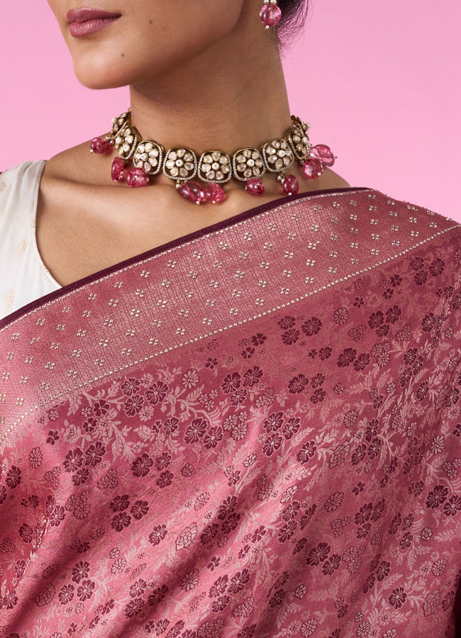 Mohey Women Dusty Pink Elegance Saree