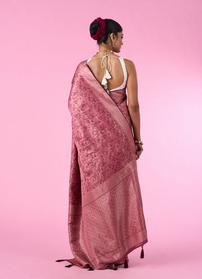 Mohey Women Dusty Pink Elegance Saree