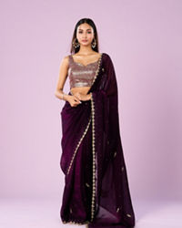 Mohey Women Wine Elegance Saree
