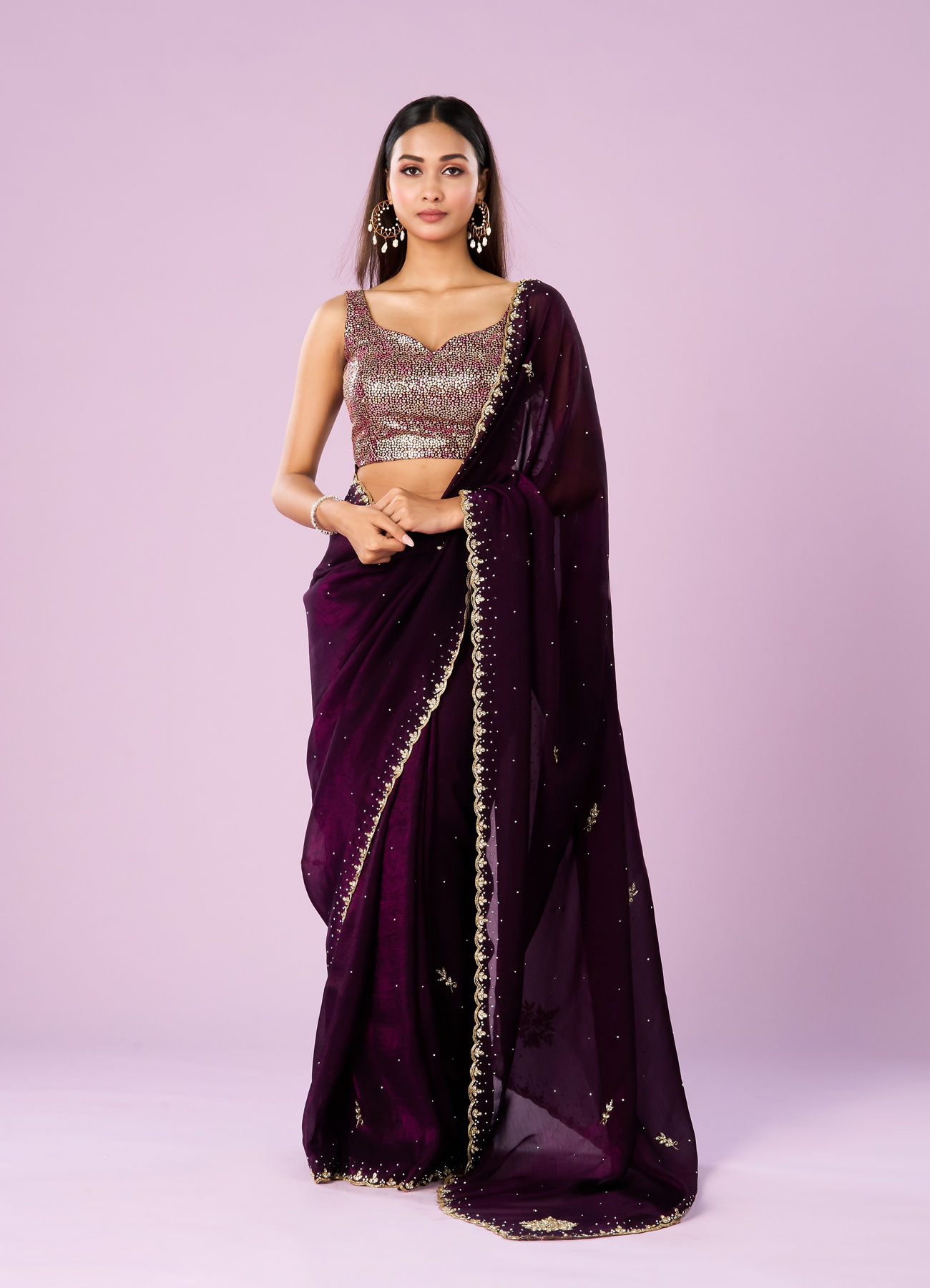 Mohey Women Wine Elegance Saree