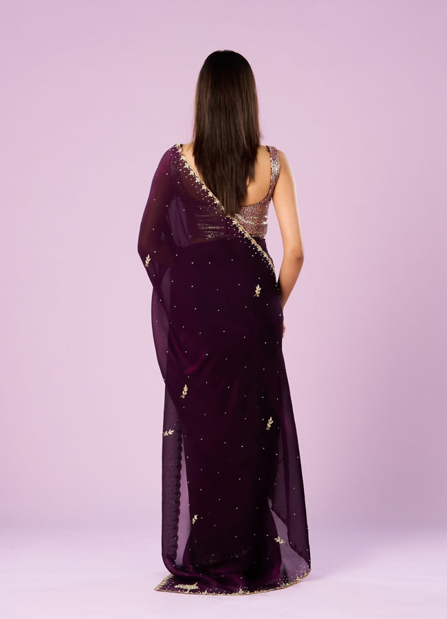Mohey Women Wine Elegance Saree