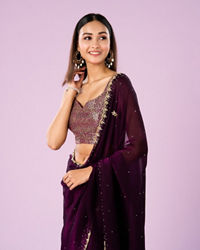 Mohey Women Wine Elegance Saree