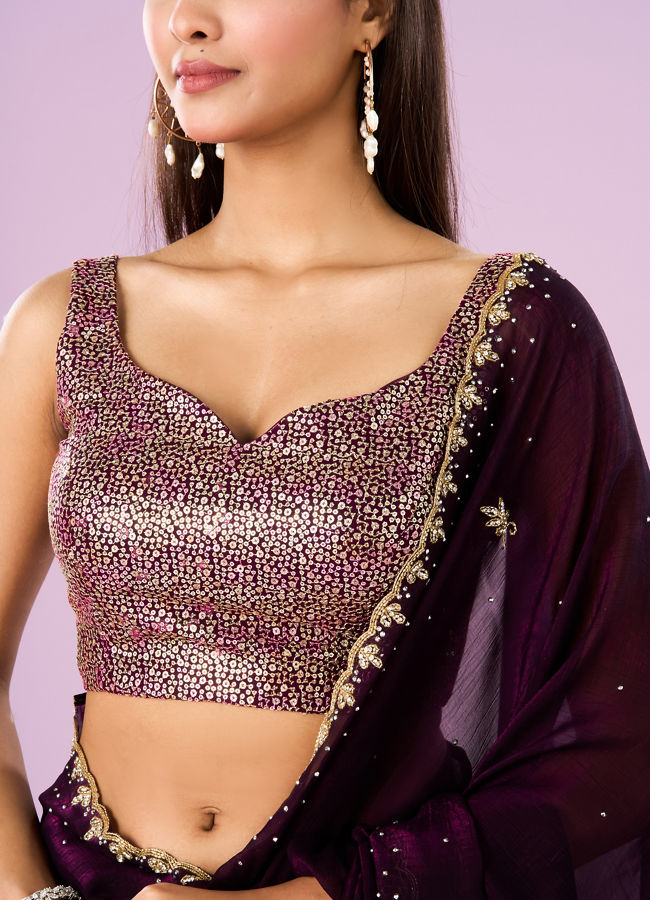 Mohey Women Wine Elegance Saree