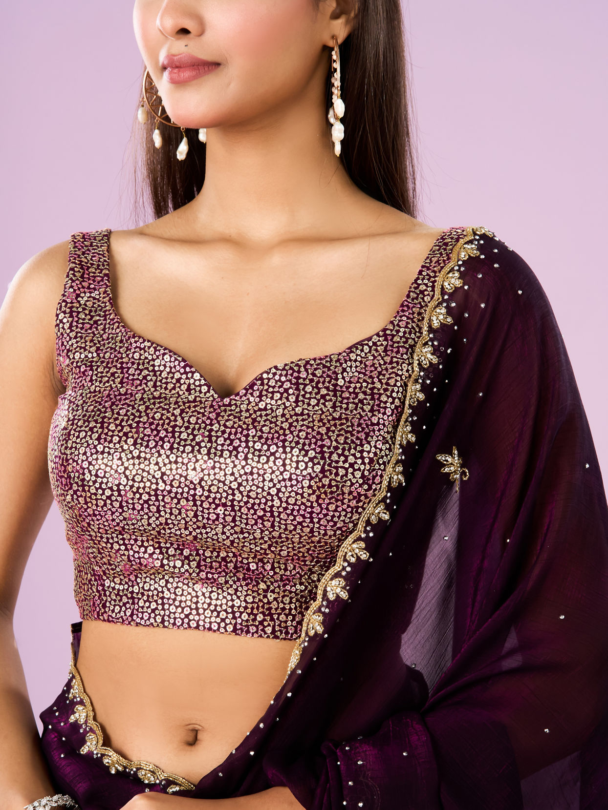 Mohey Women Wine Elegance Saree