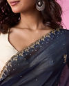 Mohey Women Elegant Indigo Blue Saree