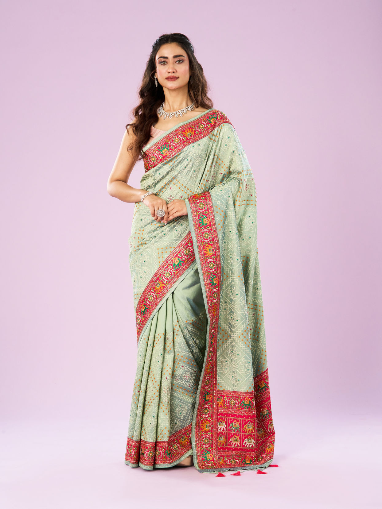Mohey Women Misty Green Saree