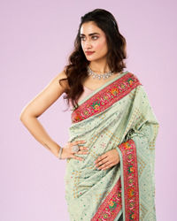 Mohey Women Sea Green Splendor Saree