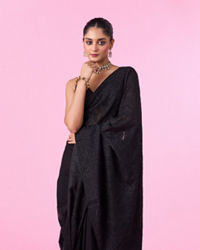 Mohey Women Elegant Black Georgette Saree