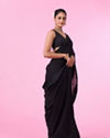 Mohey Women Elegant Black Georgette Saree