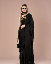 Mohey Women Black Satin Elegance Saree