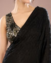 Mohey Women Black Satin Elegance Saree