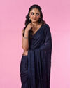 Mohey Women Blue Indigo Regal Satin Saree