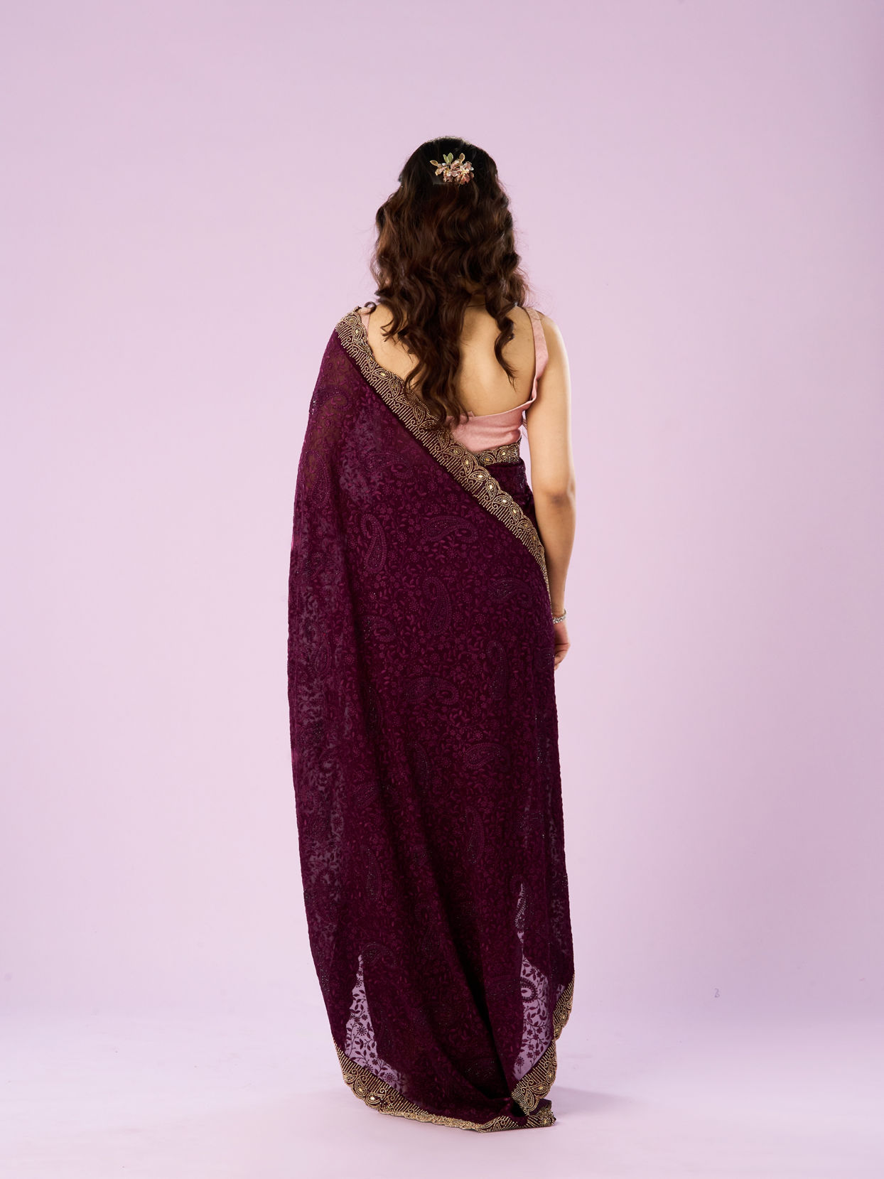 Mohey Women Serene Wine Georgette Saree