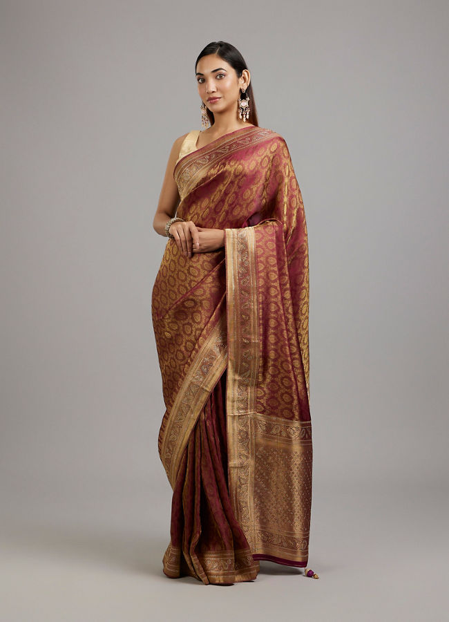 Mohey Women Elegant Wine Saree