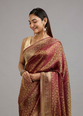 Mohey Women Elegant Wine Saree