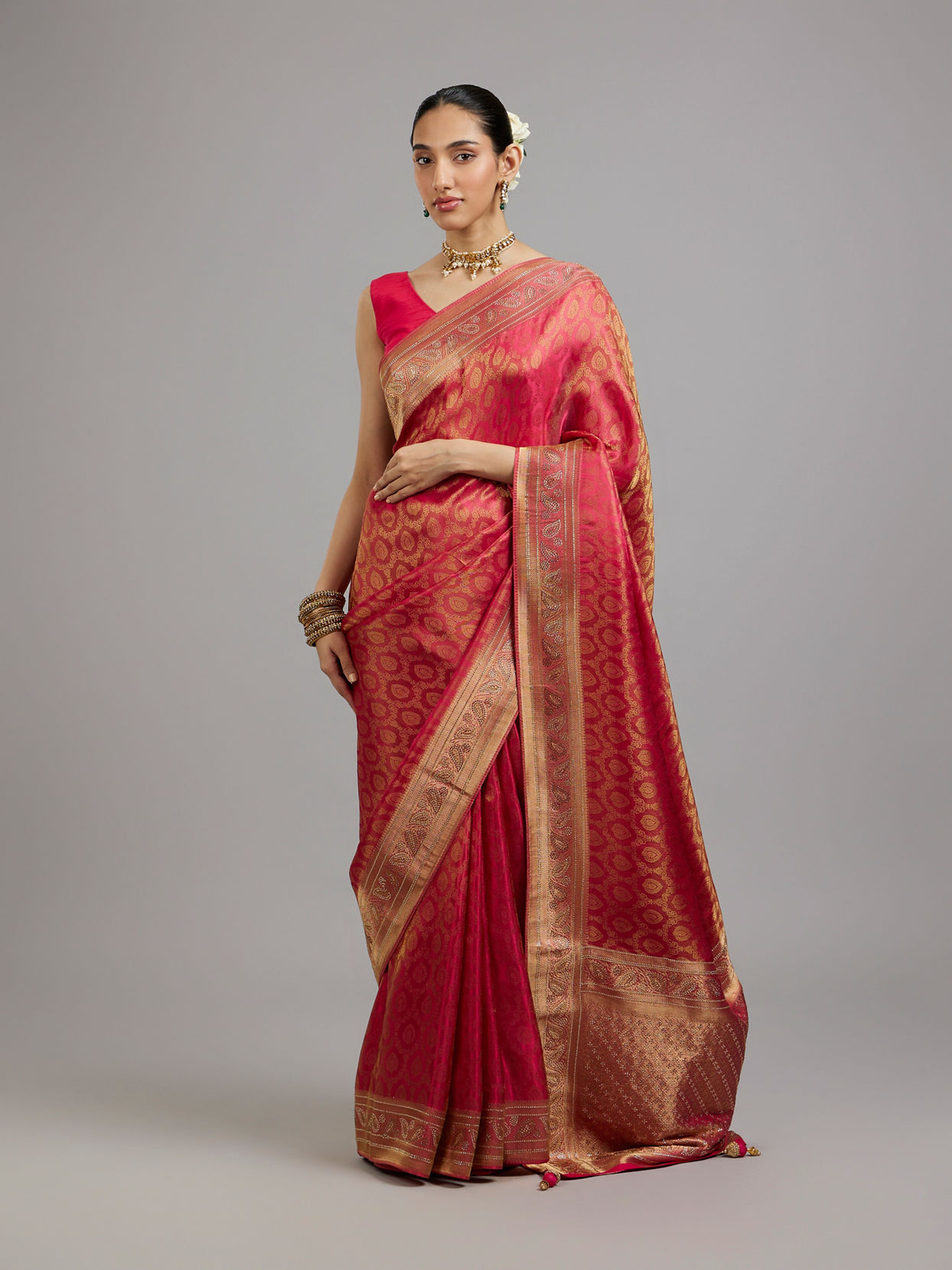 Mohey Women Rani Pink Elegance Saree