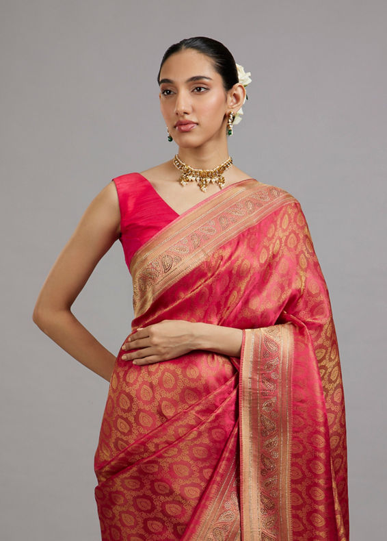 Mohey Women Rani Pink Elegance Saree