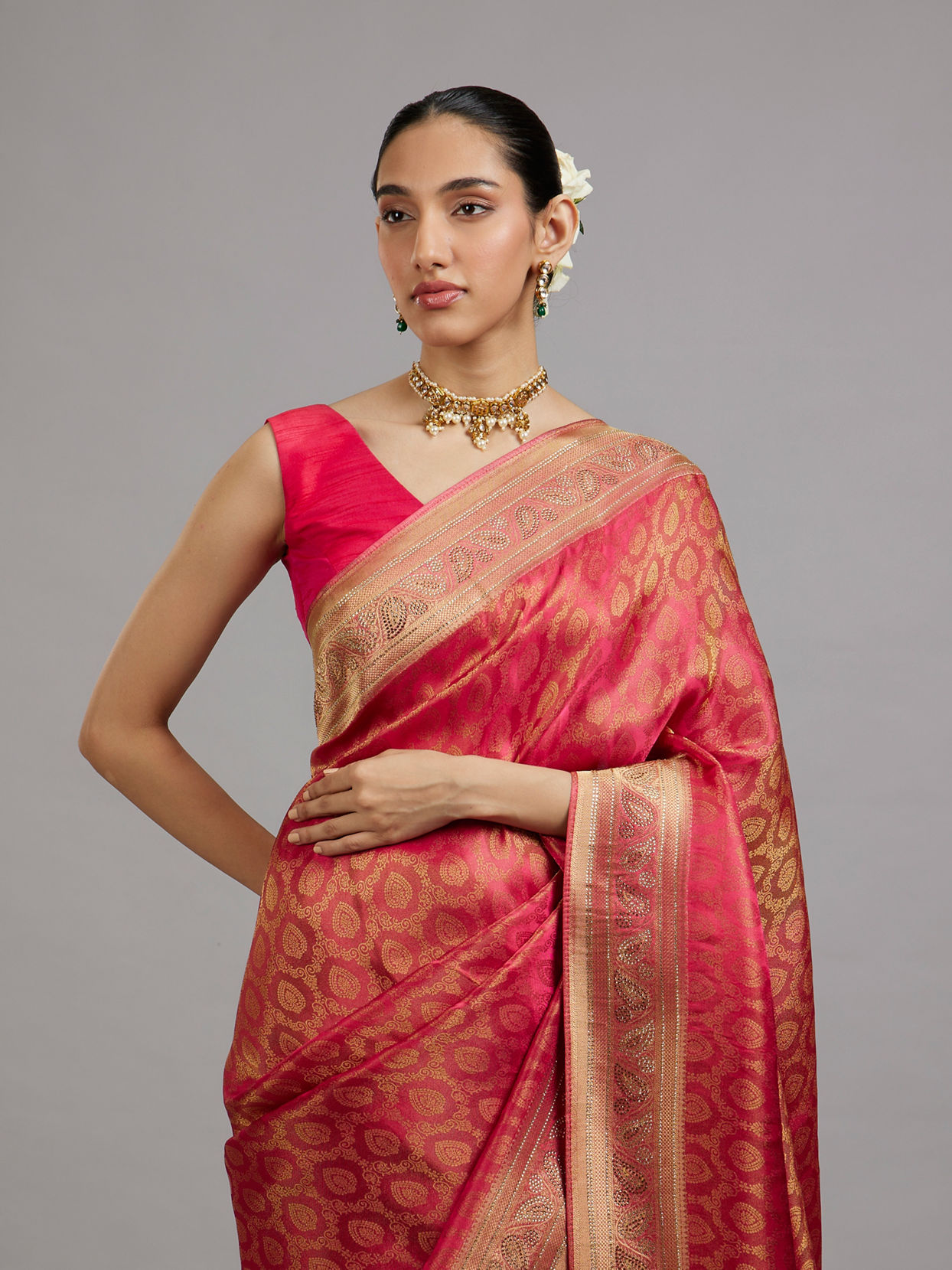 Mohey Women Rani Pink Elegance Saree