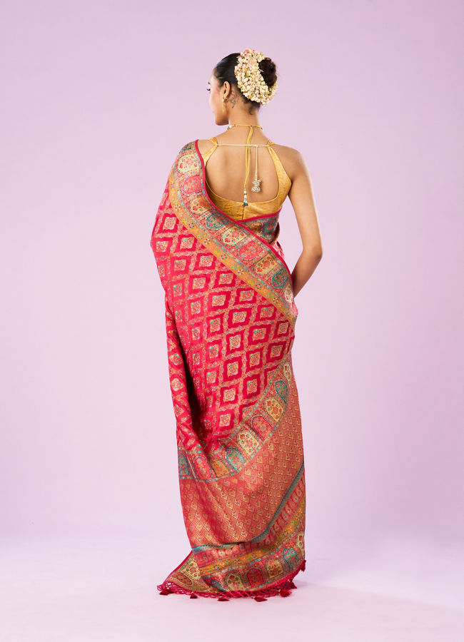 Mohey Women Elegance Overlaid Pink Saree