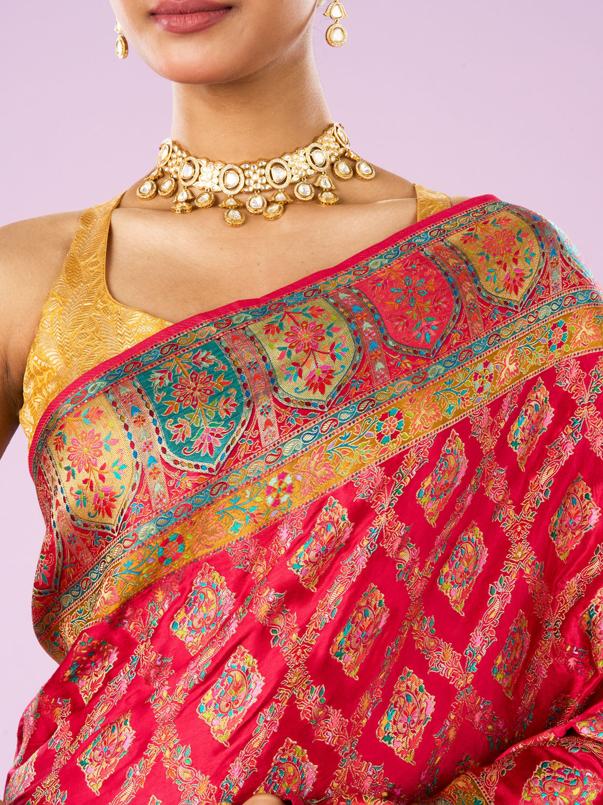 Mohey Women Elegance Overlaid Pink Saree