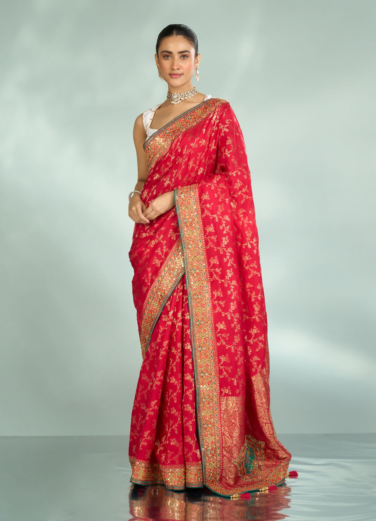 Mohey Women Pink Elegance Art Silk Saree
