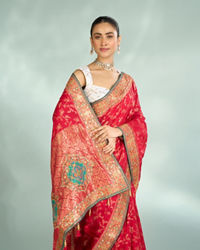Mohey Women Pink Elegance Art Silk Saree