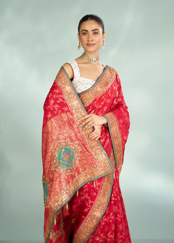 Mohey Women Pink Elegance Art Silk Saree