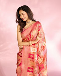 Mohey Women Ethereal Coral Charm Saree