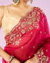 Mohey Women Blossomed Pink Organza Saree