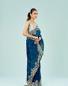 Mohey Women Indigo Starlet Organza Saree