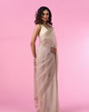 Mohey Women Beige Organza Elegance Saree