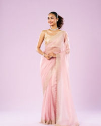 Mohey Women Radiant Pink Organza Saree