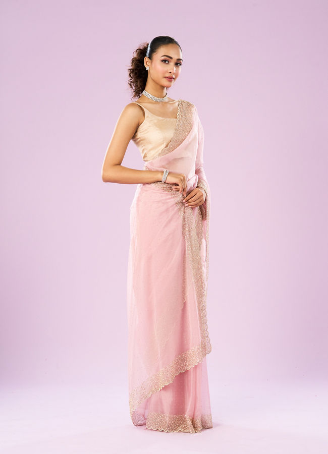 Mohey Women Radiant Pink Organza Saree