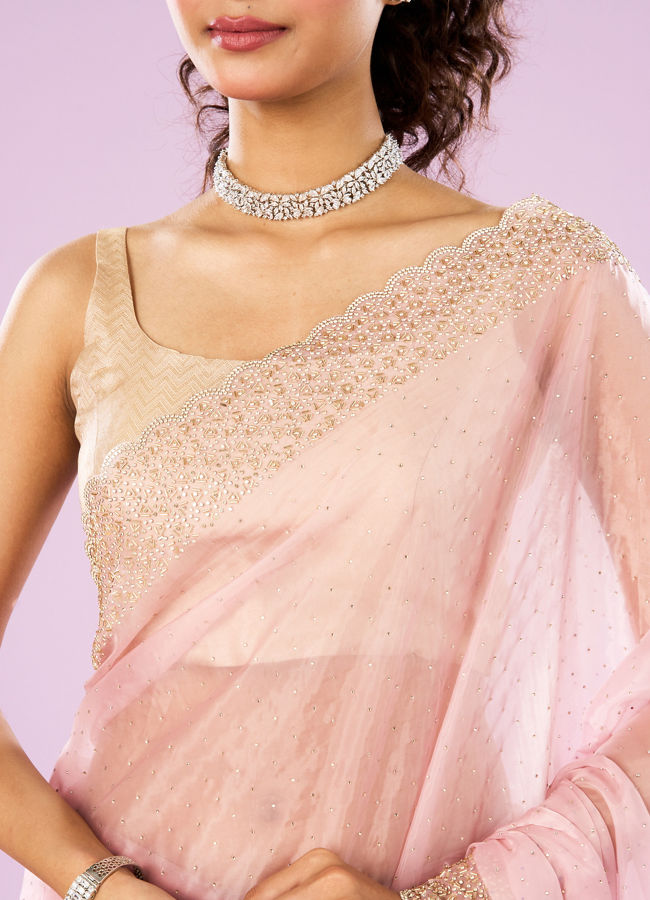 Mohey Women Radiant Pink Organza Saree