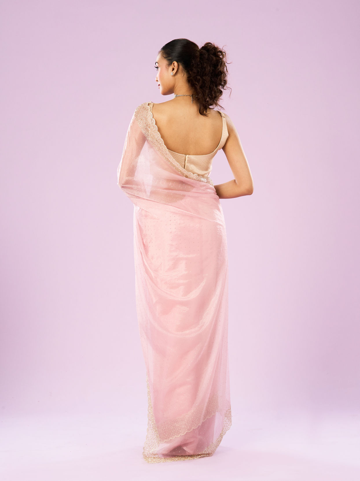 Mohey Women Radiant Pink Organza Saree