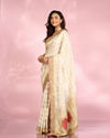 Mohey Women Elegant Cream Radiance Saree