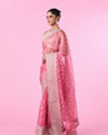 Mohey Women Pink Festival Organza Saree