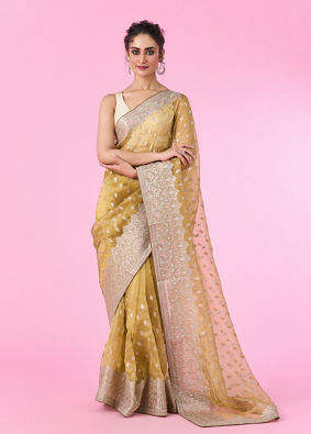Mohey Women Emerald Green Elegance Saree