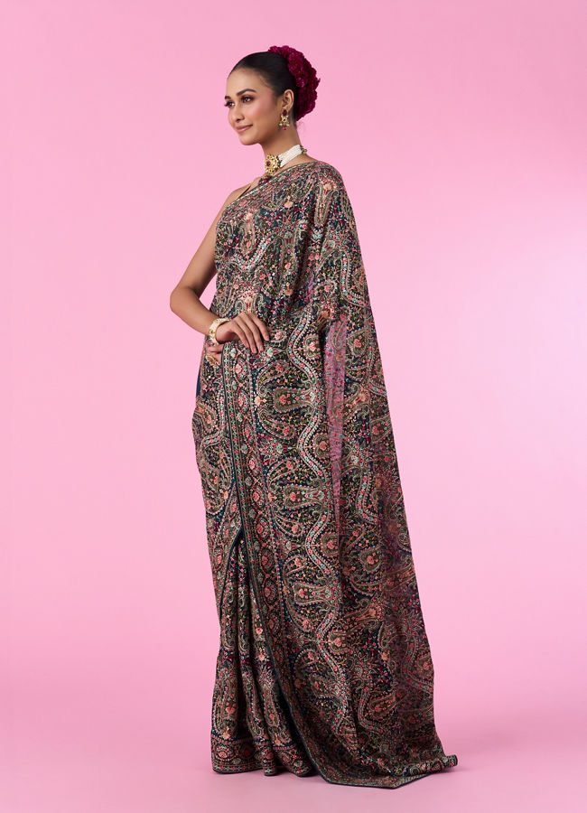 Mohey Women Ethereal Blue Georgette Saree