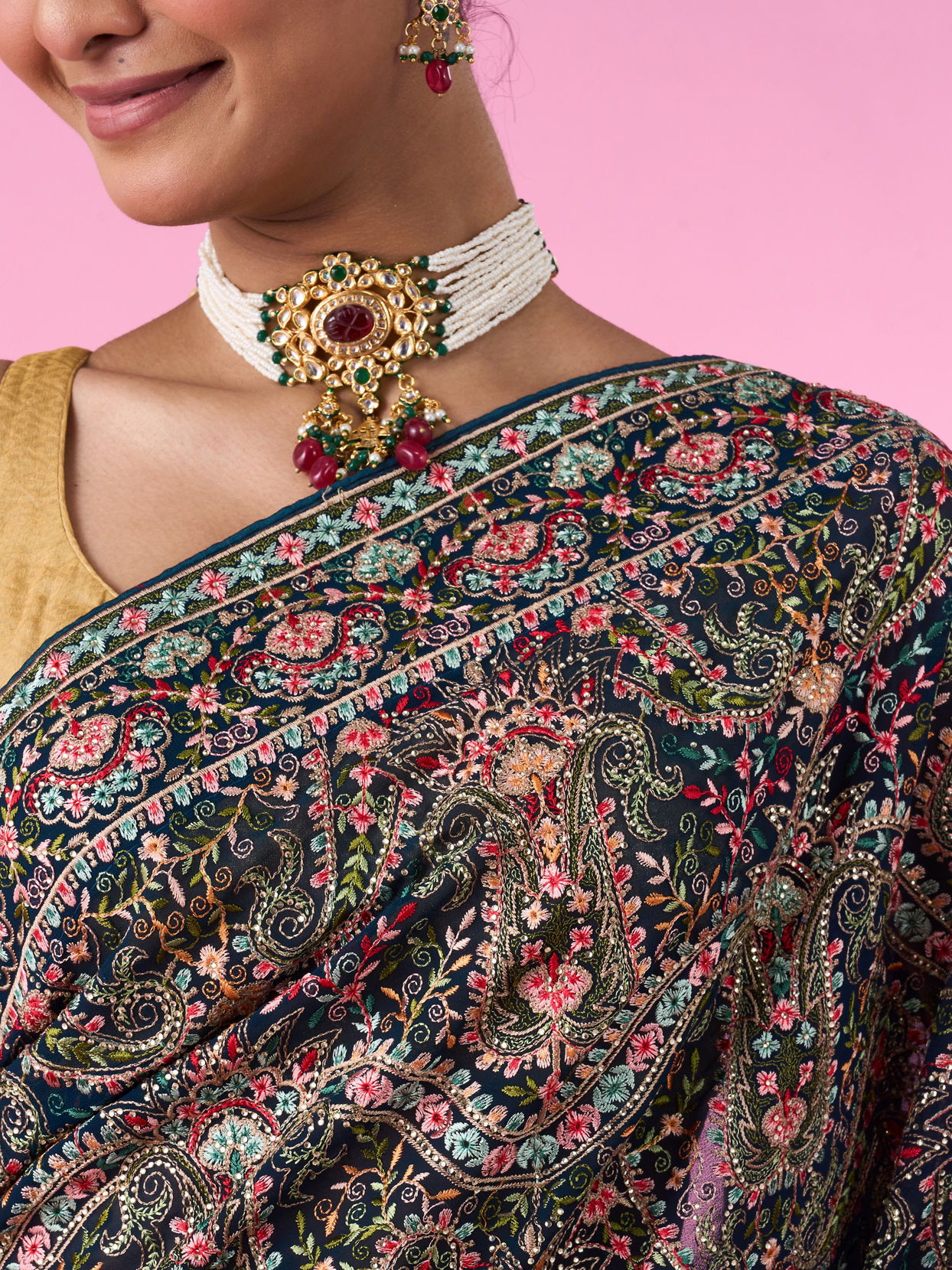 Mohey Women Ethereal Blue Georgette Saree