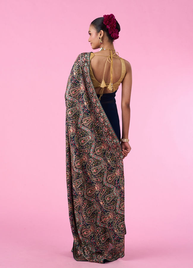 Mohey Women Ethereal Blue Georgette Saree