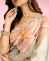Mohey Women Sea Green Peach Elegance Saree