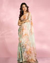 Mohey Women Sea Green Peach Elegance Saree