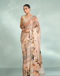 Mohey Women Fawn Beige Satin Saree