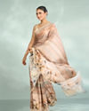 Mohey Women Fawn Beige Satin Saree