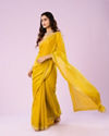 Mohey Women Lustrous Yellow Chinon Saree