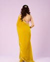 Mohey Women Lustrous Yellow Chinon Saree