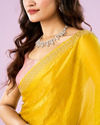 Mohey Women Lustrous Yellow Chinon Saree